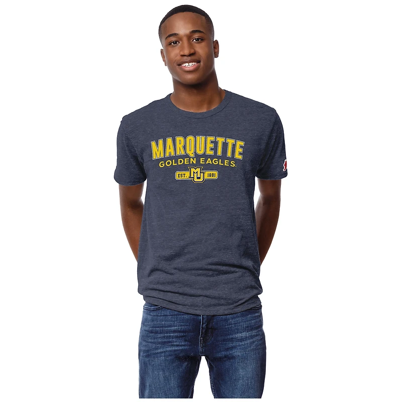 Men's League Collegiate Wear Heather Navy Marquette Golden Eagles Victory Falls Tri-Blend T-Shirt