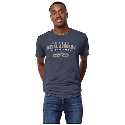 Men's League Collegiate Wear Heather Navy Navy Midshipmen Victory Falls Tri-Blend T-Shirt