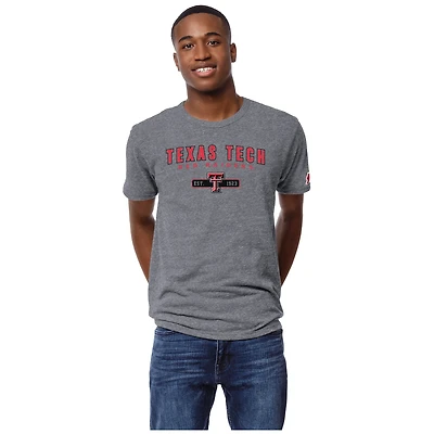 Men's League Collegiate Wear Heather Gray Texas Tech Red Raiders Victory Falls Tri-Blend T-Shirt
