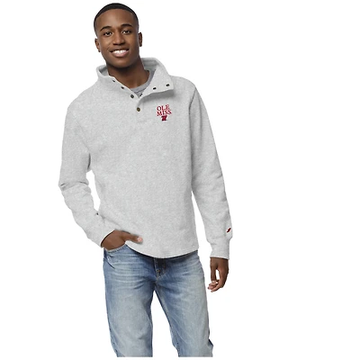 Men's League Collegiate Wear Gray Ole Miss Rebels 1636 Fleece Quarter-Snap Pullover Top