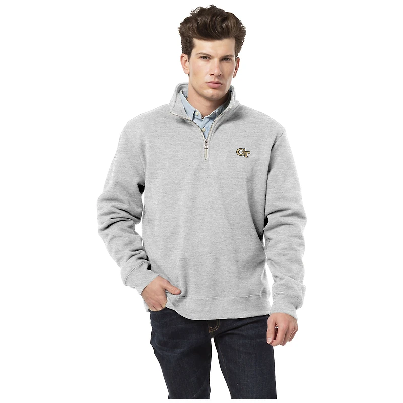 Men's League Collegiate Wear  Heather Gray Georgia Tech Yellow Jackets Essentials Fleece 2.0 Quarter-Zip Jacket