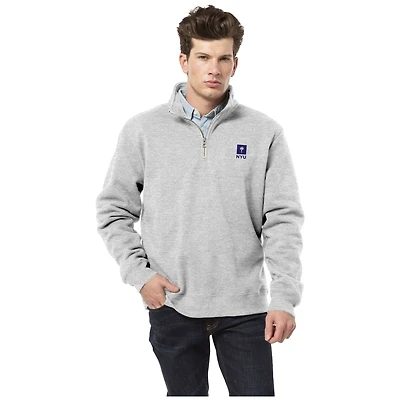 Men's League Collegiate Wear Heather Gray NYU Violets Essentials Fleece 2.0 Quarter-Zip Jacket