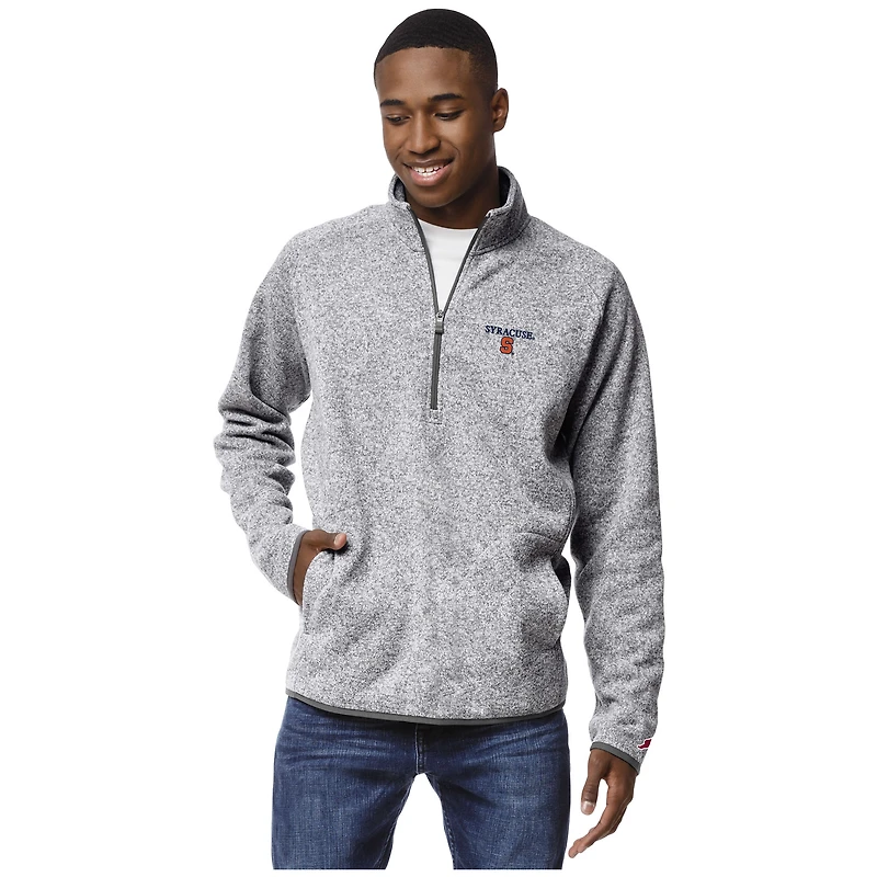 Men's League Collegiate Wear  Heather Gray Syracuse Orange Saranac Raglan Quarter-Zip Jacket