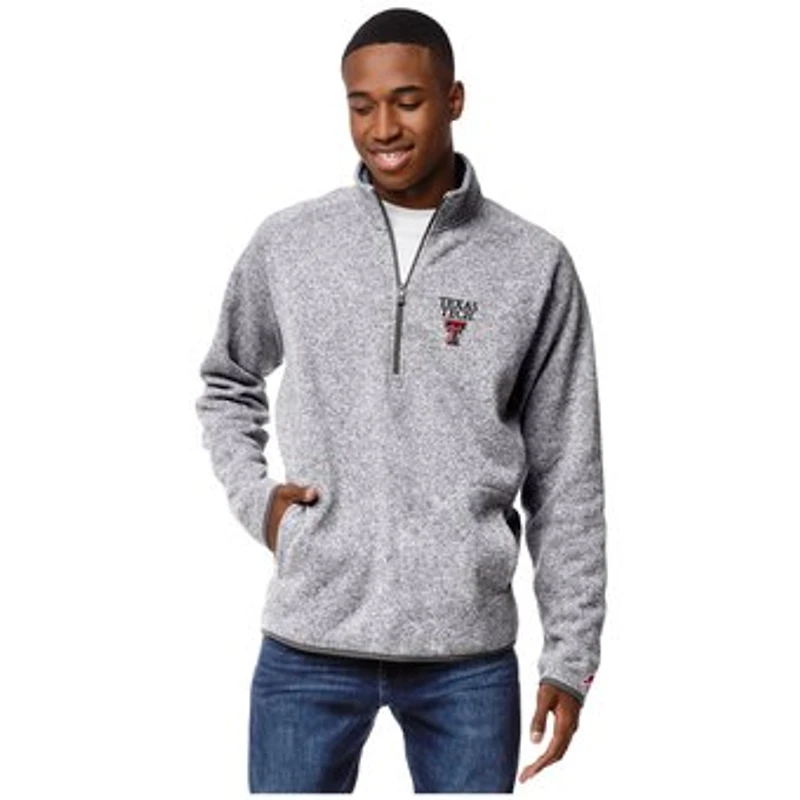 Men's League Collegiate Wear  Heather Gray Texas Tech Red Raiders Saranac Raglan Quarter-Zip Jacket