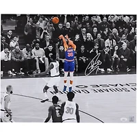 Stephen Curry Golden State Warriors Autographed 16" x 20" Shooting Spotlight Photograph vs. New York Knicks - Signed In Silver Ink - JSA