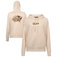 Women's Levelwear Khaki Columbus Blue Jackets Desert Camo Adorn Battalion Pullover Hoodie