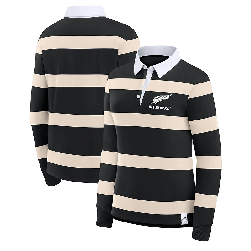 All Blacks Fanatics Long Sleeve Striped Polo - Black - Women's