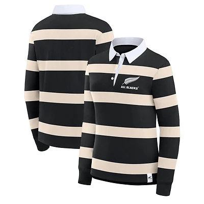 All Blacks Fanatics Long Sleeve Striped Polo - Black - Women's