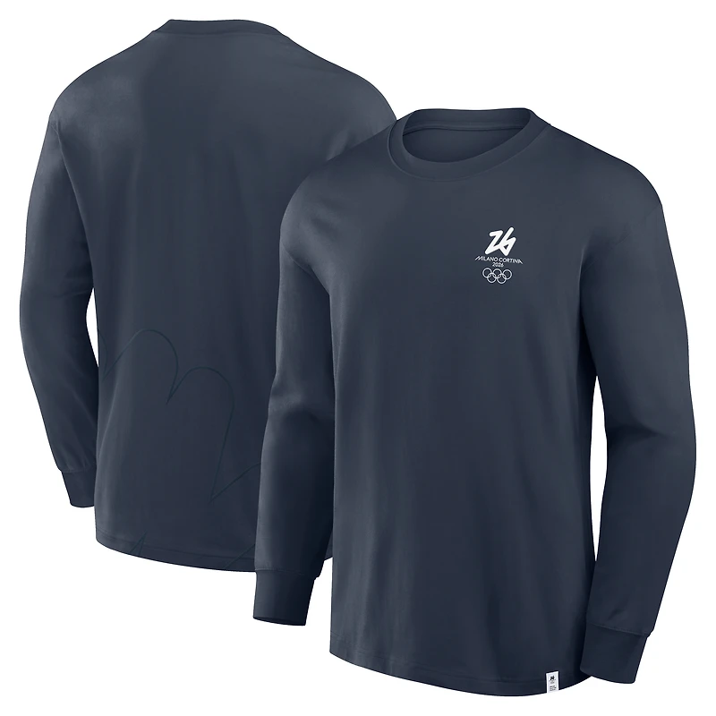 Men's Fanatics Navy Milano Cortina 2026 Winter Olympics Long Sleeve T-Shirt