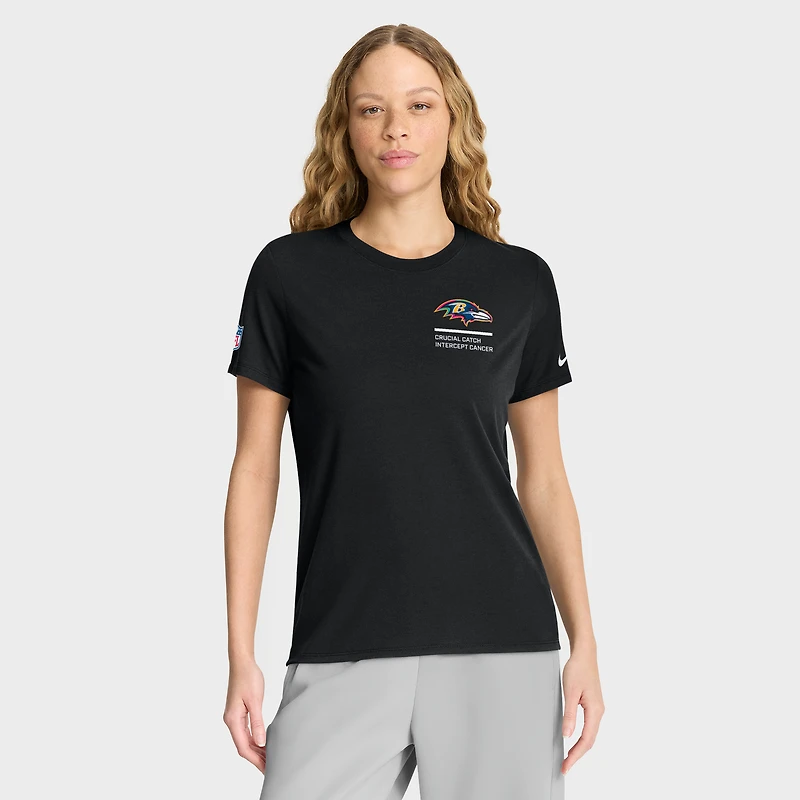 Women's Nike Black Baltimore Ravens 2025 NFL Crucial Catch Tri-Blend Dri-FIT T-Shirt