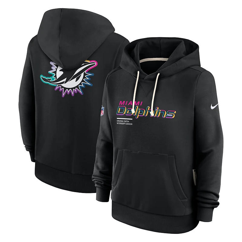 Women's Nike Black Miami Dolphins 2025 NFL Crucial Catch Sideline Standard Issue Dri-FIT Hoodie