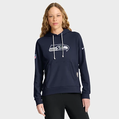 Women's Nike College Navy Seattle Seahawks Sideline Standard Issue Initial Home Dri-FIT Hoodie