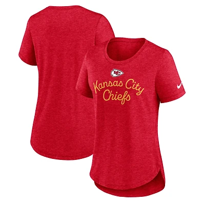 Women's Nike Red Kansas City Chiefs Script Tri-Blend T-Shirt