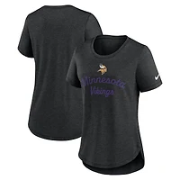 Women's Nike Black Minnesota Vikings Script Tri-Blend T-Shirt