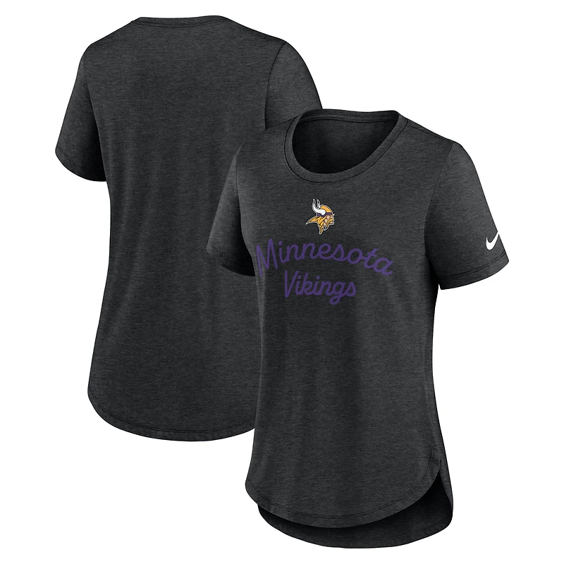 Women's Nike Black Minnesota Vikings Script Tri-Blend T-Shirt