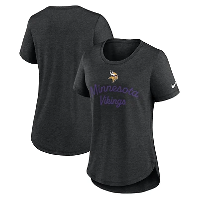 Women's Nike Black Minnesota Vikings Script Tri-Blend T-Shirt