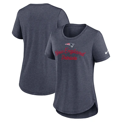 Women's Nike Navy New England Patriots Script Tri-Blend T-Shirt