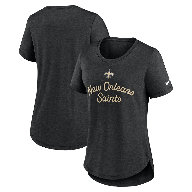 Women's Nike Black New Orleans Saints Script Tri-Blend T-Shirt