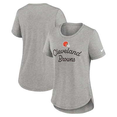 Women's Nike Gray Cleveland Browns Script Tri-Blend T-Shirt