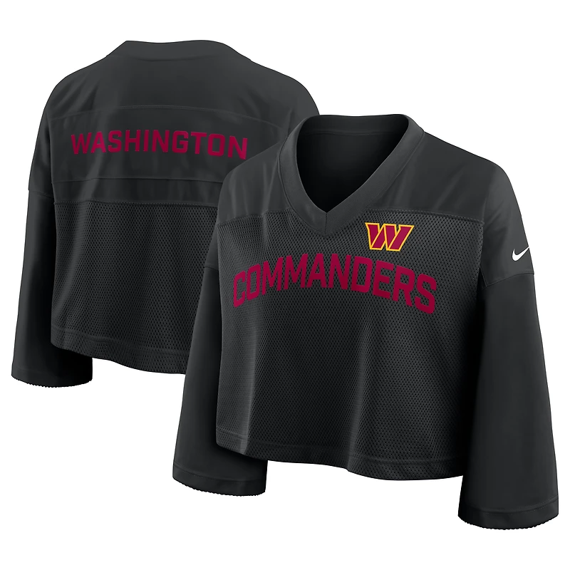 Women's Nike Black Washington Commanders Primetime Cropped Mesh Dri-FIT Fashion Jersey