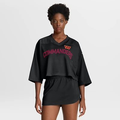 Women's Nike Black Washington Commanders Primetime Cropped Mesh Dri-FIT Fashion Jersey