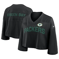 Women's Nike Black Green Bay Packers Primetime Cropped Mesh Fashion Jersey