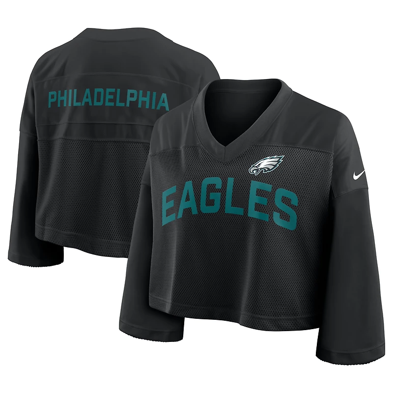 Women's Nike Black Philadelphia Eagles Primetime Cropped Mesh Fashion Jersey