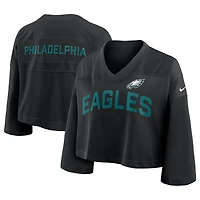 Women's Nike Black Philadelphia Eagles Primetime Cropped Mesh Fashion Jersey