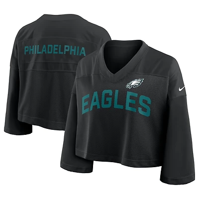 Women's Nike Black Philadelphia Eagles Primetime Cropped Mesh Fashion Jersey
