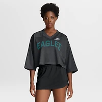 Women's Nike Black Philadelphia Eagles Primetime Cropped Mesh Dri-FIT Fashion Jersey