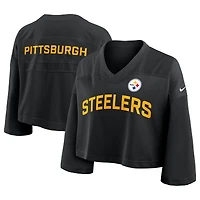 Women's Nike Black Pittsburgh Steelers Primetime Cropped Mesh Dri-FIT Fashion Jersey