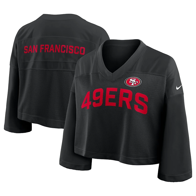 Women's Nike Black San Francisco 49ers Primetime Cropped Mesh Fashion Jersey