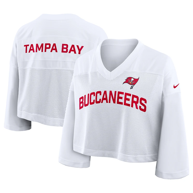 Women's Nike White Tampa Bay Buccaneers Primetime Cropped Mesh Dri-FIT Fashion Jersey
