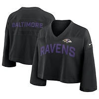 Women's Nike Black Baltimore Ravens Primetime Cropped Mesh Dri-FIT Fashion Jersey