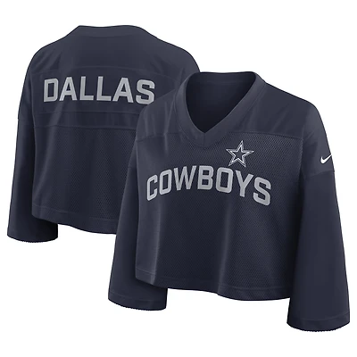 Women's Nike Navy Dallas Cowboys Primetime Cropped Mesh Dri-FIT Fashion Jersey