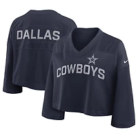 Women's Nike Navy Dallas Cowboys Primetime Cropped Mesh Dri-FIT Fashion Jersey