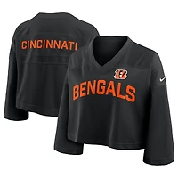 Women's Nike Black Cincinnati Bengals Primetime Cropped Mesh Dri-FIT Fashion Jersey