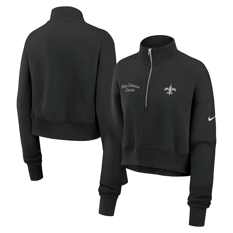 Women's Nike Black New Orleans Saints Primetime Phoenix Half-Zip Sweatshirt