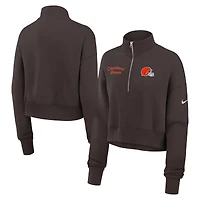 Women's Nike Brown Cleveland Browns Primetime Phoenix Half-Zip Sweatshirt