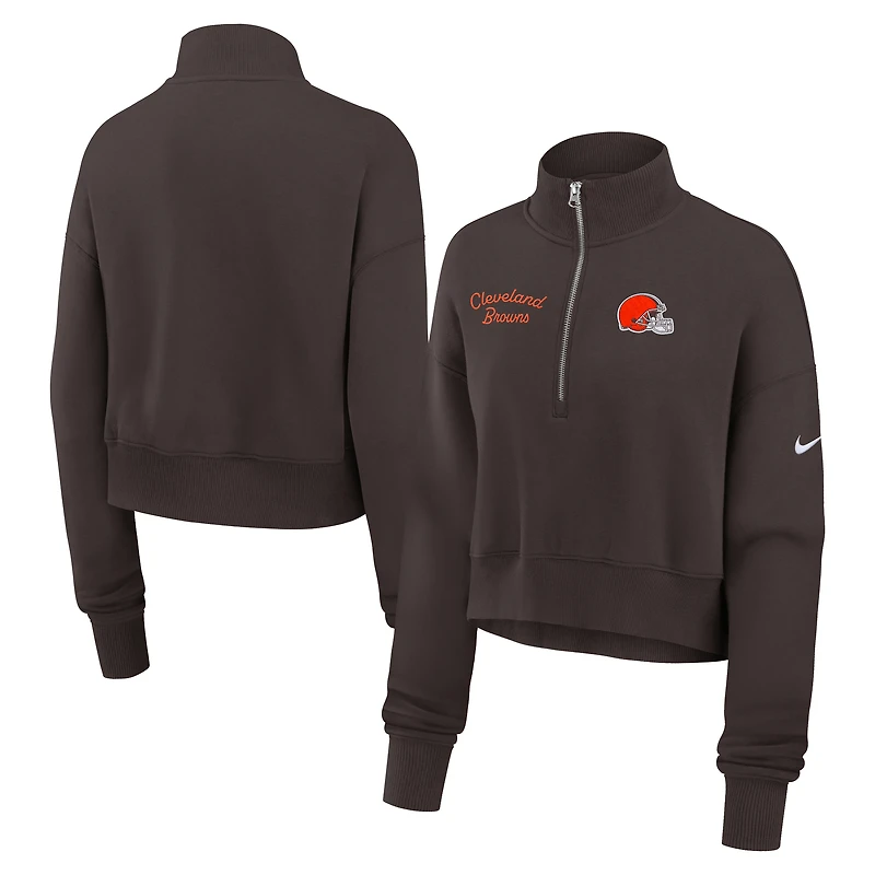 Women's Nike Brown Cleveland Browns Primetime Phoenix Half-Zip Sweatshirt