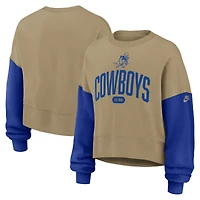 Women's Nike Tan Dallas Cowboys Oversized Rewind Pullover Sweatshirt