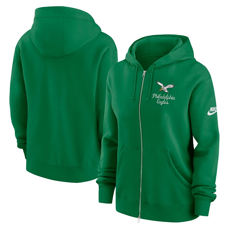 Women's Nike Kelly Green Philadelphia Eagles Phoenix Rewind Full-Zip Hoodie