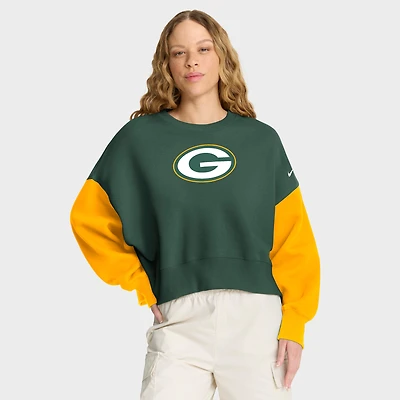 Women's Nike Green Bay Packers Oversized Color-Block Pullover Sweatshirt