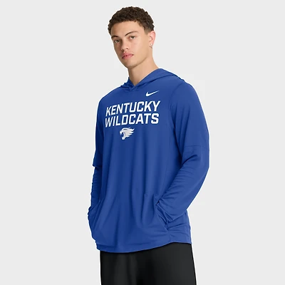 Men's Nike Royal Kentucky Wildcats 2025 Sideline Dri-FIT Long Sleeve Hoodie T-Shirt