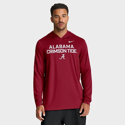 Men's Nike Crimson Alabama Tide 2025 Sideline Dri-FIT Long Sleeve Hoodie T-Shirt