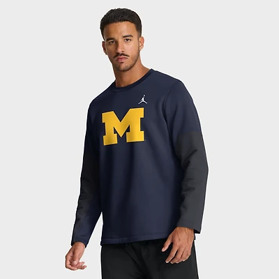 Men's Jordan Brand Navy Michigan Wolverines 2025 Sideline Coach Performance Long Sleeve T-Shirt