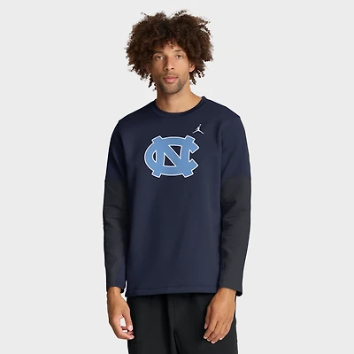 Men's Jordan Brand Navy North Carolina Tar Heels 2025 Sideline Coach Performance Long Sleeve T-Shirt