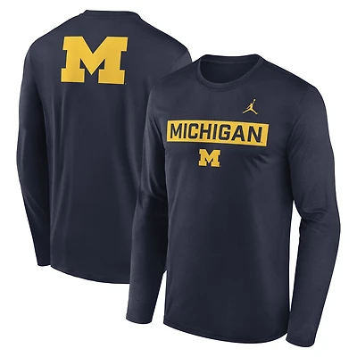 Men's Jordan Brand Navy Michigan Wolverines Primetime Campus 2-Hit Legend Long Sleeve T-Shirt
