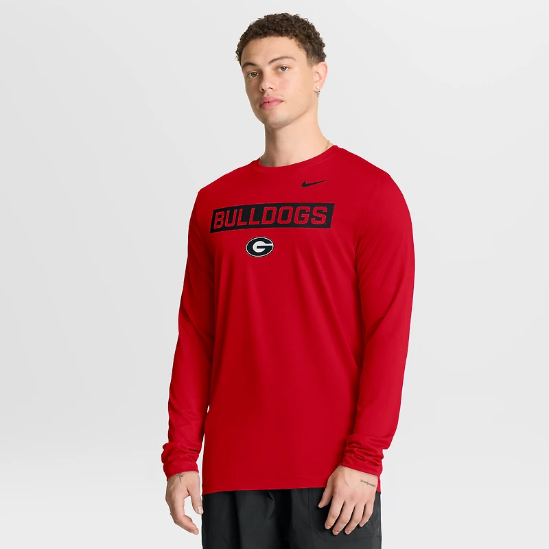 Men's Nike Red Georgia Bulldogs Primetime Campus 2-Hit Legend Dri-FIT Long Sleeve T-Shirt
