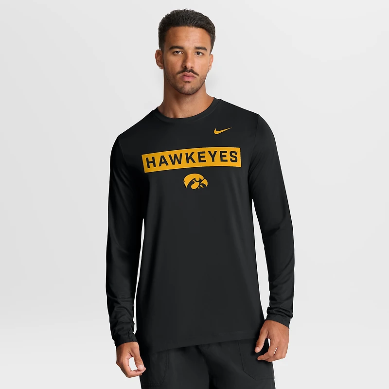 Men's Nike Black Iowa Hawkeyes Primetime Campus 2-Hit Legend Dri-FIT Long Sleeve T-Shirt